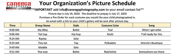 GPAC Dance Schedule