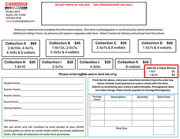 PreSchool Order Form